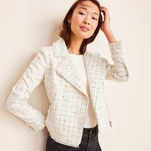 * SOLD* Ann Taylor Fringe Tweed Moto Jacket - Picture 3 of 17